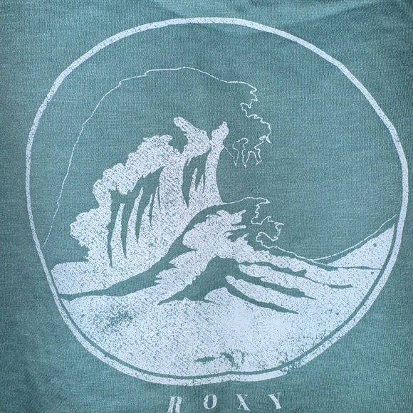 Junior's Roxy Cropped Sweater With Hoodie Blue Beach Surfer. Sz Jr L - Picture 5 of 12